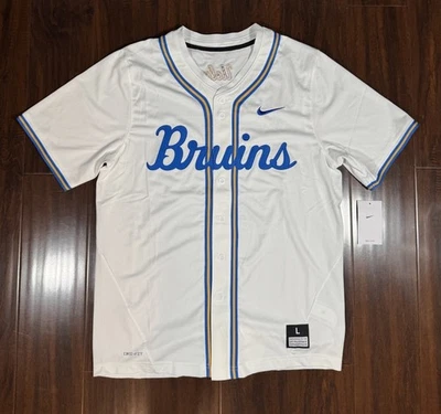 Nike UCLA Bruins Replica Full Button Baseball Jersey White Men’s Sz L *NEW* $100 - Image 1 of 4