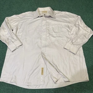 Roundtree & Yorke Gold Label Dress Shirt 17.5 35 Cream Herringbone 100% Cotton - Picture 1 of 9
