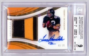 Parche autógrafo premium 2018 Immaculate Collection Terry Bradshaw (2/25) BGS 9 - Imagen 1 de 2