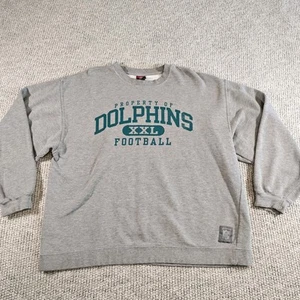 Vintage Miami Dolphins NFL Sweatshirt Mens XL Gray Reebok Gridiron Classic Crew - Picture 1 of 9
