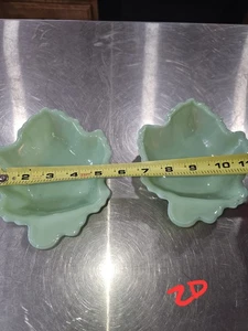 Vintage Feuerkönig Jadeit Grün Glas Ahornblatt Süßigkeiten Nuss Schale Schale - Bild 1 von 8