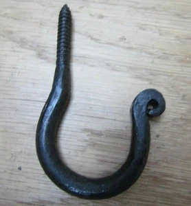 Rustic iron blacksmith hook wrought iron vintage CEILING SCREW in HOOK - Picture 1 of 1