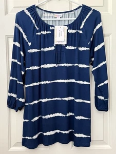 LuLaroe Damen Gr. S blau weiß 3/4 Arm Streifen DEBRA BAUER TOP - Bild 1 von 18