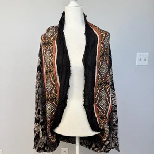 Free People Kimono Strickjacke Damen Einheitsgröße schwarz Boho Paisley leicht - Bild 1 von 11