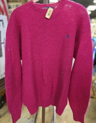Suéter Vintage Polo por Ralph Lauren Para Mujer XL 100% Lana Rosa Caliente Manga Larga  Foto 1 de 4