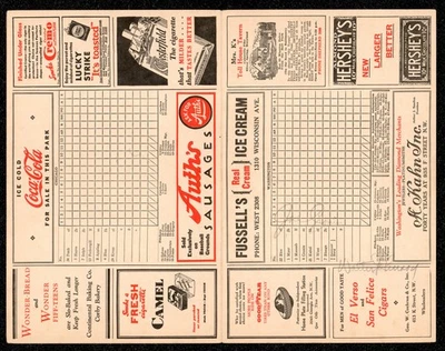 Walter Johnson & Joe Cronin Signed 1932 Senators Scorecard Beckett #AE25471 - Image 1 of 4