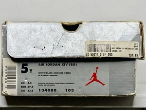 Box For Nike Air Jordan 14 Oxidized Green 1998 Silver Box Only No Shoes Size 5Y - Picture 1 of 7