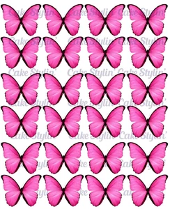 24 x PINK BUTTERFLIES Edible Wafer Rice Paper Cupcake Cake Toppers BUTTERFLY 4cm - Picture 1 of 1