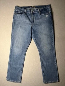 Levis Damen Jeans 16M Blau Medium Wash Classic Straight Stretch 5 Pckt Distressed - Bild 1 von 14