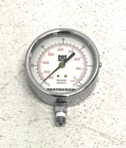 Matheson 63-4105 Absolute Vacuum Pressure Gauge mmHg & inHg Chrome 1/4 NPT 241G - Picture 1 of 10