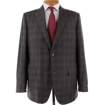 Traje Belvest Nuevo con Etiquetas 100% Lana Dos Piezas Talla 44L EE. UU. En Gris y Borgoña Cuadros Foto 1 de 4