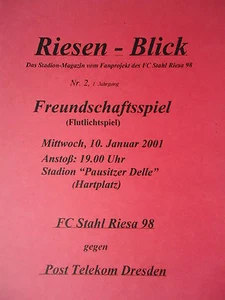 Programm 10.1.2001 FC Stahl Riesa - Post Telekom Dresden - Picture 1 of 1