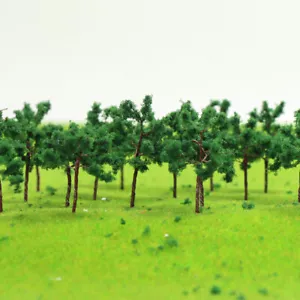 D3517 100pcs N Scale 1:160 Deep Green Model Trees 35mm Iron Wire Railroad Layout - Picture 1 of 5