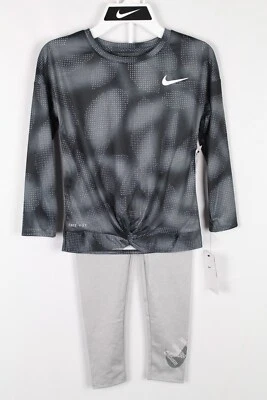 Nike Niñas 2 Piezas Manga Larga Camiseta Leggings Conjunto Gris Claro Humo Brezo Foto 1 de 4