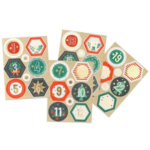 Adventskalender-Aufkleber 'Bunte Weihnacht' - Advents Sticker goldene Prägung - Bild 1 von 1