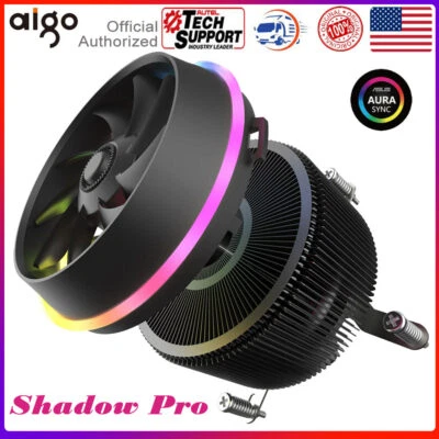 Aigo Shadow Pro ARGB PC CPU Cooler PWM LED SYNC CPU Quiet Fan Heatsink For LGA - Image 1 of 4