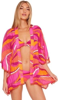 NUEVO CON ETIQUETAS - Traje de baño Kimono con flecos Trina Turk 'Vivid Vista' - TALLA ÚNICA Foto 1 de 2
