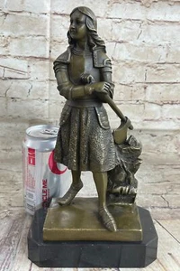 Art Deco Joan of Arc Bronze Sculpture Hot Cast Marble Base Figurine Figure Sale - Picture 1 of 9