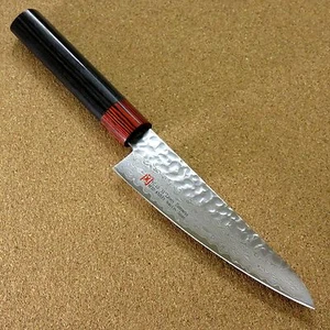 Japanese SETO ISEYA-I Kitchen Small Santoku Knife 5.3" Damascus Hammered JAPAN - Picture 1 of 10