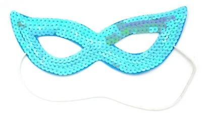 Sparkle Bling Sequin Eye Mask Costume Cat Halloween Masquerade Party - Sky Blue - Image 1 of 4