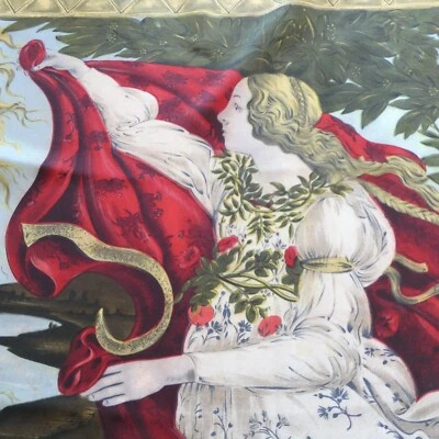 Vintage Botticelli Birth of Venus Silk Scarf 34x34 Hand Rolled Hem Milano - Image 1 of 4