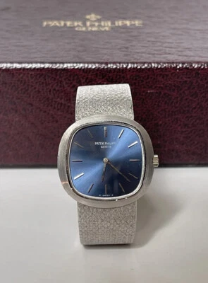 Raro Auténtico PATEK PHILIPPE 18K Oro Blanco Elipse 18K Esfera Azul 27mm Ref4216/1 Foto 1 de 4