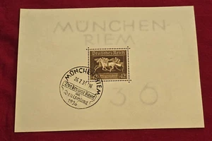 THIRD REICH Nazi German Souvenir Stamp sheet Brown Ribbon winner Horse racing - Picture 1 of 3