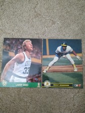 Larry Bird 1990 NBA Hoops Action 8x10 Photo + Rickey Henderson 1990 8x10 Photo