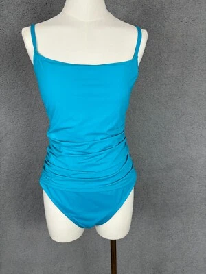 La Blanca Womens Island Goddess Rouched Body One Piece Swimsuit Blue 16 NWOT's. - Image 1 of 4