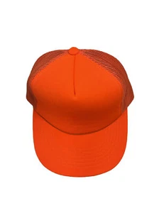 Bright Orange Mens Hunting Safety Snapback Mesh Foam Trucker Rope Hat - Picture 1 of 13