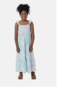 32 DEGREES COOL GIRL TIERED SUMMER TIE DYE DRESS(AQUA/PURPLE TIE DYE M 10/12)NWT - Picture 1 of 3