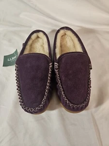 L.L. Bean Womens Size 7 Purple Slippers 100% Australian Lamb Fur - Picture 1 of 16
