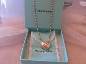 Tiffany & Co Vintage Heart Arrow Sterling Silver 18 K Y/G Bead Necklace - Picture 1 of 10