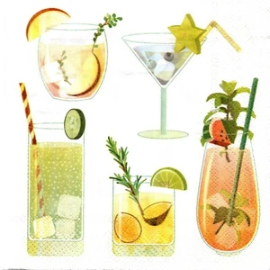 SERVIETTES EN PAPIER COCKTAILS BOISSONS CUISINE. PAPER NAPKINS COCKTAILS DRINK - Picture 1 of 1