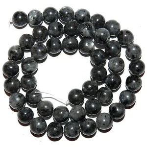 "Cuentas de piedras preciosas de larvicita natural redondas de 8 mm labradorita noruega 15"" GR1117" - Imagen 1 de 2
