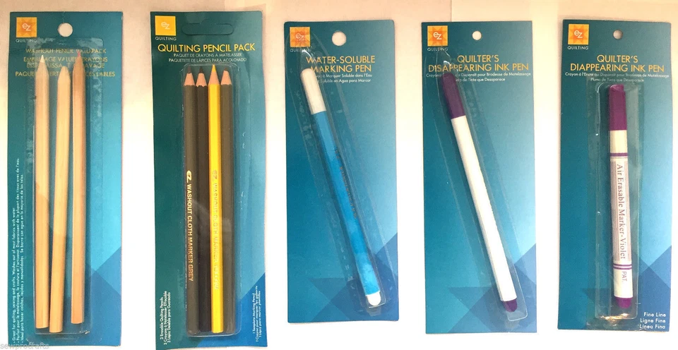 EZ Quilting Fabric Markers Erasable Pens Washout Pencils Patchwork Templates - Image 1 of 1