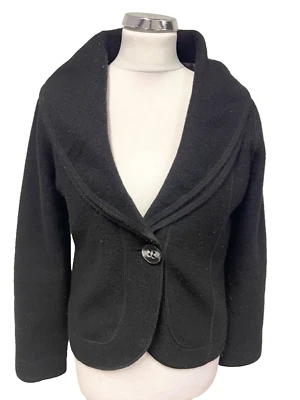 CHAQUETA ELEGANCIA LANA NEGRA DOBLE CHAL CUELLO MANGA LARGA TALLA 12 Foto 1 de 4