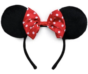 Disney® Mädchen klassisches pelziges Minnie Ohren Stirnband mit roten Schleifen weiße Punkte NEU - Bild 1 von 5