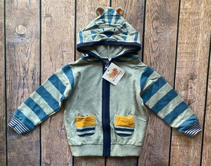 Kleinkind Junge Größe 2T 90 CM blau grau Tigerfigur Reißverschluss Hoodie Pullover - Bild 1 von 1