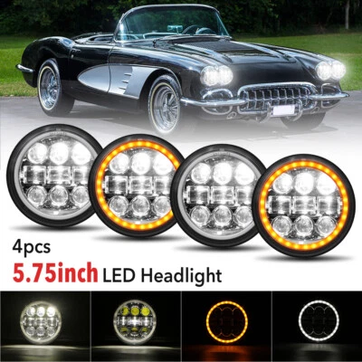 Faro LED HaLo ámbar DRL 4 piezas 5-3/4" 5,75 para camioneta GMC C15 C1500 C2500 Foto 1 de 4