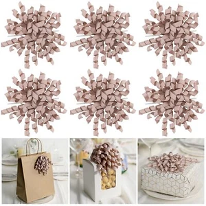 Dusty Rose Curly Bows 4" Self Adhesive Gift Bows Wedding Baby Shower 6PCS - Picture 1 of 7
