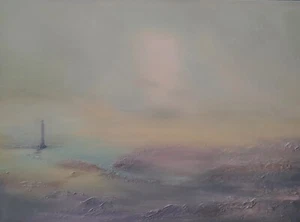 Dipinto ad olio originale elizabeth williams ""Faro"" paesaggio marino spiaggia mare - Foto 1 di 3