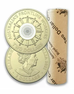 H/T Australian 2022 Frontline Worker Coloured $2 Coin RAM Mint Roll - Picture 1 of 1