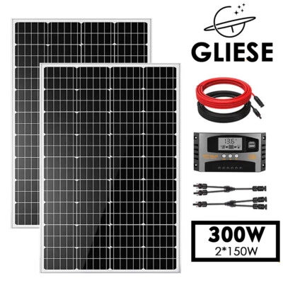 300W Solarmodul Set Solarpanel 12V Monokristallin Inselanlage Wohnmobil Camping - Bild 1 von 4