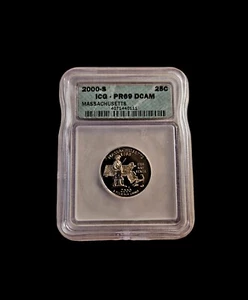 2000 S MASS ICG PR69 DCAM QUARTER - Picture 1 of 4