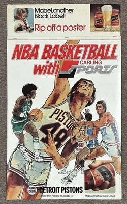 1974 Detroit Pistons Color Advertising Multi-Poster Tear-off Display w/ Easel - Image 1 of 3