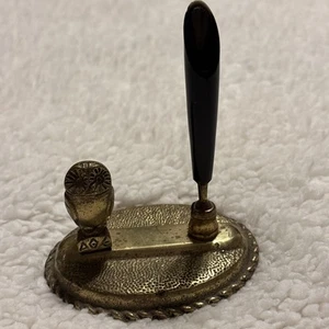 Vintage ink pen holder with owl, sorority AOE, Gold Color. No Pen - Picture 1 of 12