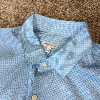 Peter Millar NWOT Men's XXL Sunshade Cotton Stretch Geometric Button Up Shirt  - Image 1 of 4