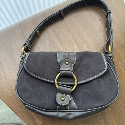 BOLSO DE HOMBRO CHAPS NEGRO PATRÓN ESTRIBO Y2K Cartera Vintage  Foto 1 de 4