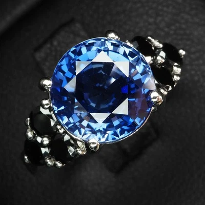 Classically Vivid Blue Sapphire 4.50Ct 925 Sterling Silver Handmade Rings Size 6 - Image 1 of 4